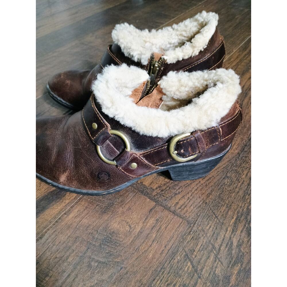 Born Womens Cita Shearling Lined Leather Bootie sz 6 brown leather - Picture 2 of 7
